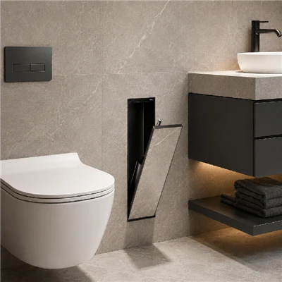 recessed trash bin